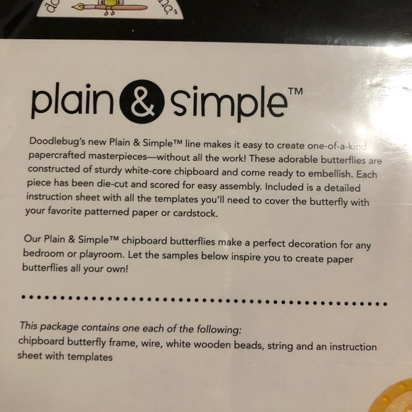 doodlebug design plain & simple large & small chipboard butterly (1 ea.) c. 2007 - Picture 8 of 15